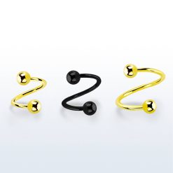 20g/0.8mm with 3mm balls anodized 316L surgical steel twister