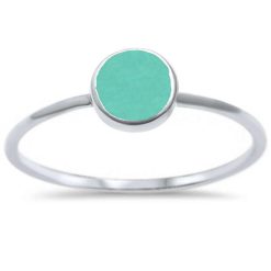 925 Silver Round Turquoise Stone Ring