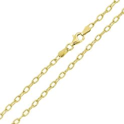 925 Sterling Silver Italian Gold Plated Wire Oval Loop Chain