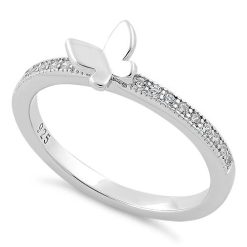 925 Sterling Silver Butterfly CZ Ring