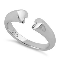 925 Sterling Silver End to End Heart Ring