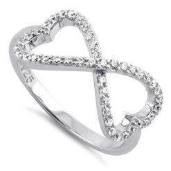 925 Sterling Silver Infinity Heart CZ Ring