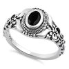 925 Sterling Silver Austere Oval Cut Black CZ Ring