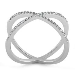Alternative view of 925 Sterling Silver Overlapping X CZ Ring