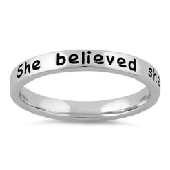 Alternative view of 925 Sterling Silver "She believed she could, so she did" Ring