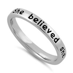 925 Sterling Silver "She believed she could, so she did" Ring