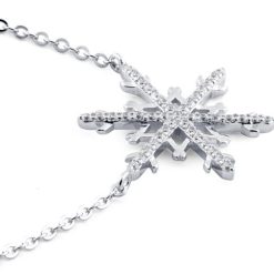 Alternative view of 925 Sterling Silver Unique Snowflake Clear CZ Necklace