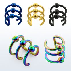 Anodized plated 316L surgical steel ear cuffs