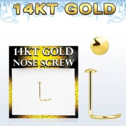 14 Karat Gold Nose Screw 22G W Small Round Flat Top
