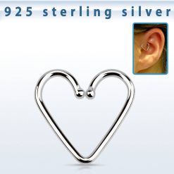 Sterling silver heart shape cheater fake piercing clip