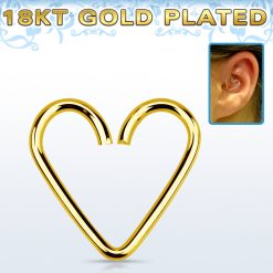 925 Sterling Silver Heart Shape Seamless Ring With 18 Karat Gold Coating