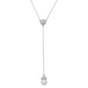 925 Sterling Silver Rhodium Plated CZ Drop Synthetic Pearl Necklace