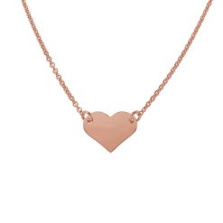 925 Sterling Silver Rose Gold Plated High Polished Heart Necklace