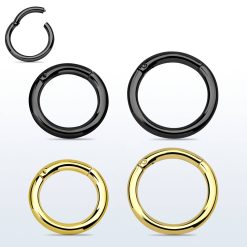PVD color coated 316L surgical steel hinged segment hoop.