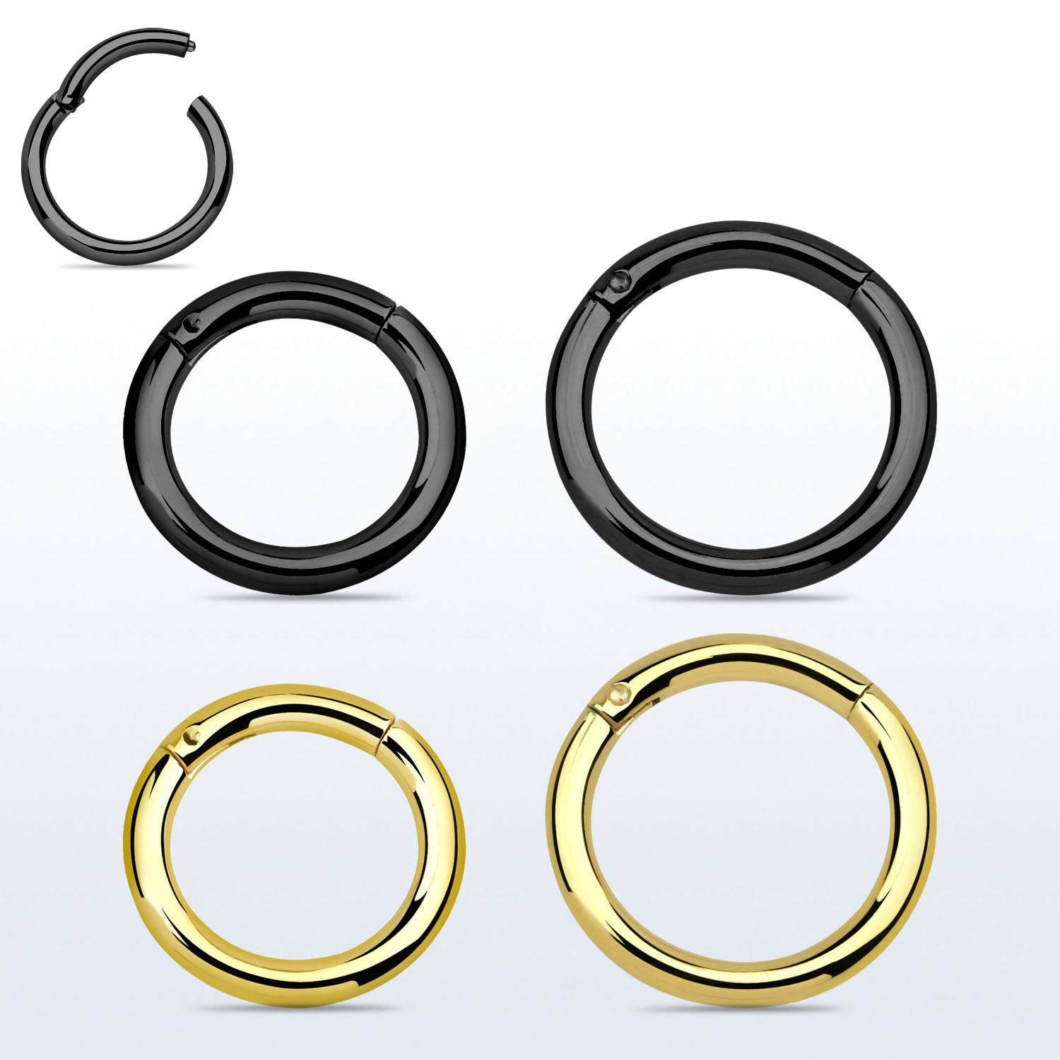 PVD color coated 316L surgical steel hinged segment hoop.