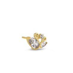 Alternative view of 14 Karat Yellow Gold Swan CZ Earrings