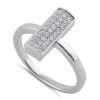 925 Sterling Silver Clear CZ Trendy Bar Ring