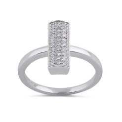 Alternative view of 925 Sterling Silver Clear CZ Trendy Bar Ring