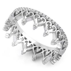 925 Sterling Silver Eternity Crown Heart CZ Ring