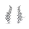 925 Sterling Silver Elegant Cluster Wings Round Cut Clear CZ Earrings