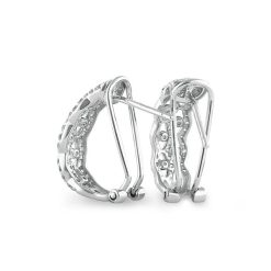 Alternative view of 925 Sterling Silver Elegant Marquise Semi Hoops Round Cut Clear and Sapphire CZ Earrings