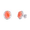 925 Sterling Silver Earrings With Coral Stone