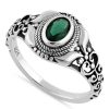 925 Sterling Silver Austere Oval Cut Green CZ Ring