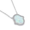 Sterling Silver Clear CZ and White Opal Hamsa Necklace