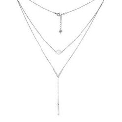 925 Sterling Silver Delicate Layered Rhodium Necklace