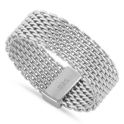 925 Sterling Silver Flat Meshe Ring