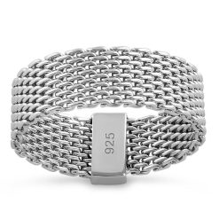 Alternative view of 925 Sterling Silver Flat Meshe Ring