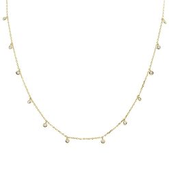 925 Sterling Silver Yellow Gold Plated Multi Round Bezel Cubic Zirconia Pendant Necklace