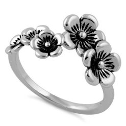 925 Sterling Silver Flowers Ring
