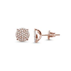 925 Sterling Silver Rose Gold Plated Micro Pave Round CZ Stud Earrings