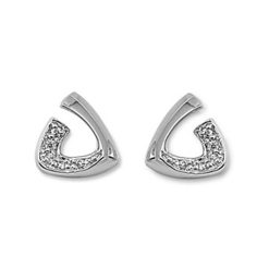 925 Sterling Silver Trillion Cut Shaped CZ Earrings