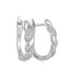 925 Sterling Silver Clear CZ Rope Twist Hoop Earrings