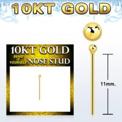 10 Karat Gold Self Bending 1.5mm Ball Top Nose Stud