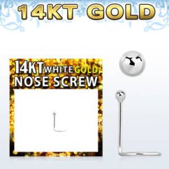 14 Karat White Gold 1.5mm Ball Top Nose Screw