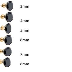 14 Karat Yellow Gold Black Round Simulated Stud Earring With Push Back