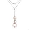 925 Sterling Silver Italian Fancy Rose Plated Rhodium Lariat Necklace