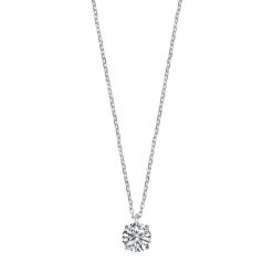 925 Sterling Silver Clear CZ Solitaire Necklace