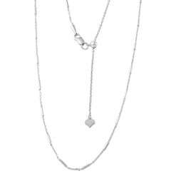 925 Sterling Silver Rhodium Plated Adjustable Bar Chain Necklace