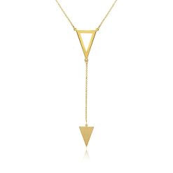 925 Sterling Silver Gold Plated Necklace With Two Triangle Drop 18''
