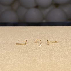 Alternative view of 18 Karat Gold Nose Screw With 1.5mm CZ Stone