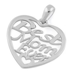 925 Sterling Silver "Best Mom Ever" Pendant