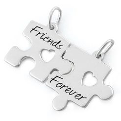 925 Sterling Silver "Friend Forever" Jigsaw Puzzle Pendant