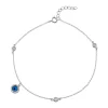 925 Sterling Silver Rhodium Plated Evil Eye CZ Link Anklet