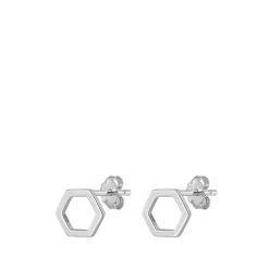 925 Sterling Silver Oxidized Hexagon Stud EarringsWith Push Back