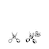 925 Sterling Silver Oxidized Scissors Stud Earrings