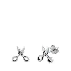 925 Sterling Silver Oxidized Scissors Stud Earrings